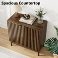 thumbnail image 5 of Sideboard Buffet Cabinet with Storage, Freestanding Kitchen Storage Cabinet with 2 Slatted Doors and Adjustable Shelves, Wooden Cupboard for Kitchen, Entryway (Slatted Door Walnut), 5 of 13