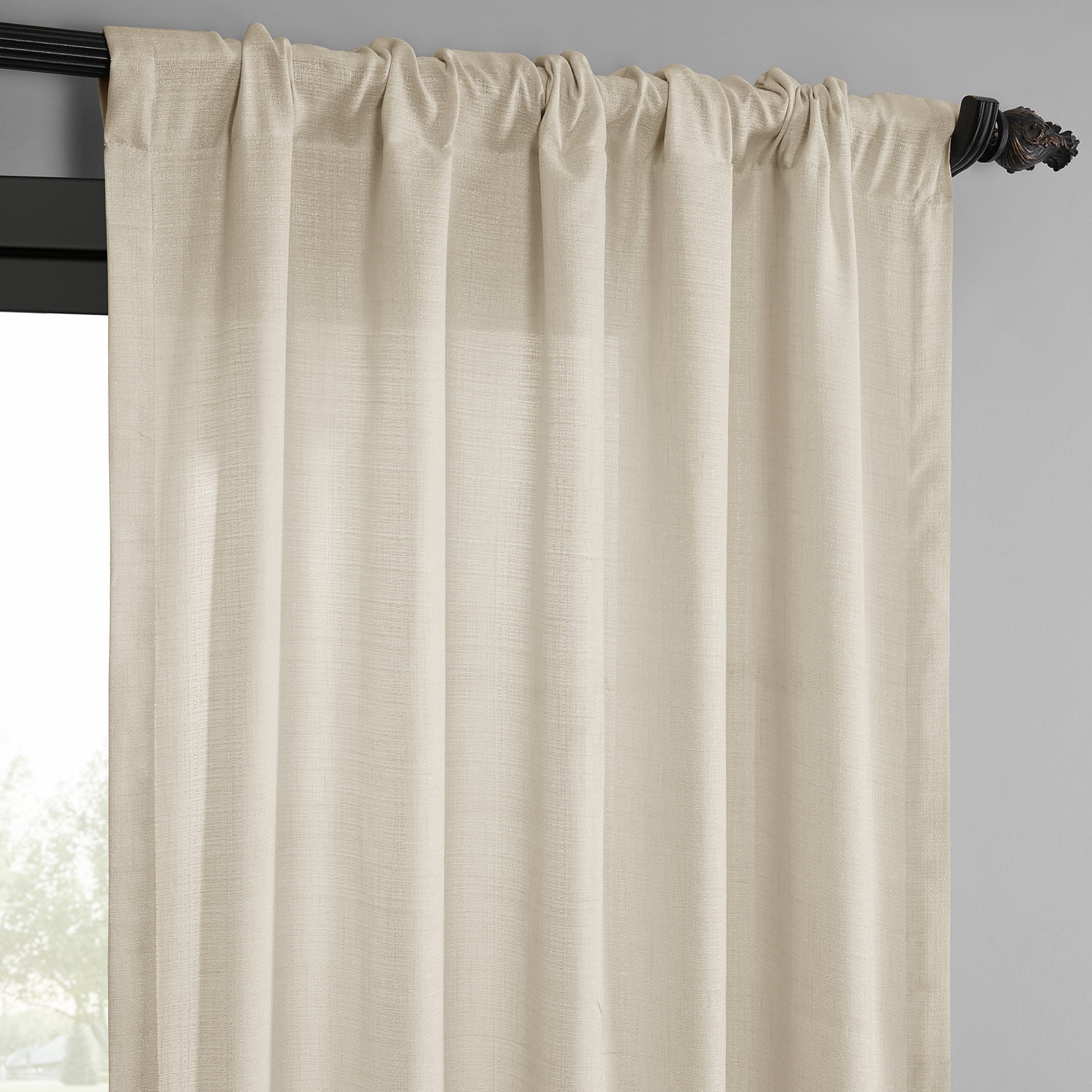 Half Price Drapes Ivory Raw Linen Weave Light Filtering Curtains for Bedroom (2 Panel), 50W X 108L