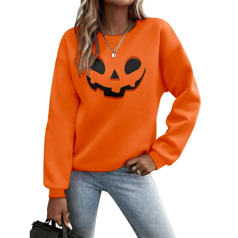 Women's Halloween Ghost Sweatshirt - Cute Vintage Graphic Crewneck Pullover For Fall