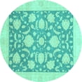 thumbnail image 1 of Ahgly Company Indoor Round Oriental Turquoise Blue Traditional Area Rugs, 8' Round, 1 of 4