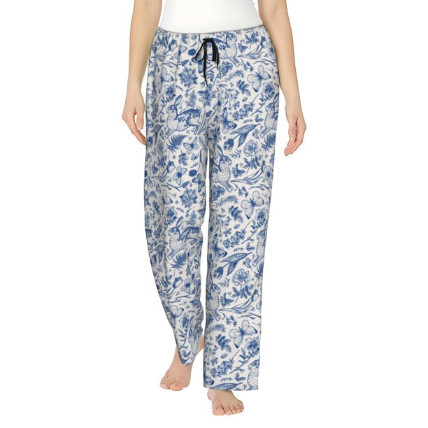 Balery Rabbit And Butterfly Pantalones de pijama para mujer, pijamas ultraligeros, pantalones de estar por casa-Small