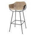 thumbnail image 2 of Home Square Metal & Rattan Bar Stool in Black and Natural - Set of 3, 2 of 5