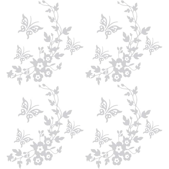 6 Sheets Butterfly Car Decal Set White Flower Car Stickers Decals Vinyl Reflective Waterproof Self-Adhesive Decals Car Laptop Window Bumper Sticker for SUV Truck Motorcycle Doors Laptop