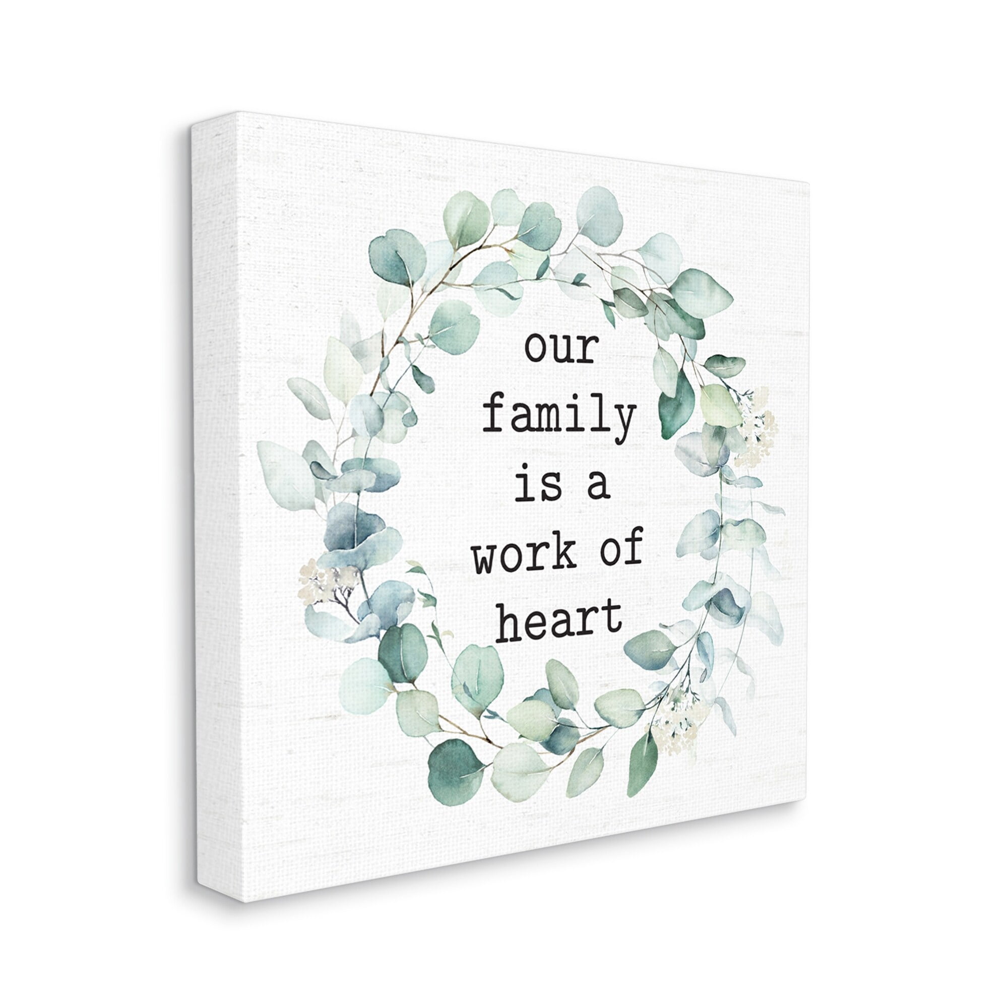 Stupell Industries Work Of Heart Family Phrase Botanical Blooms Wreath Graphic Art Gallery Wrapped Canvas Print Wall Art, Design by Lettered and Lined