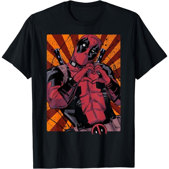 Deadpool Heart Hands Portrait DTG Print Unisex T-Shirt