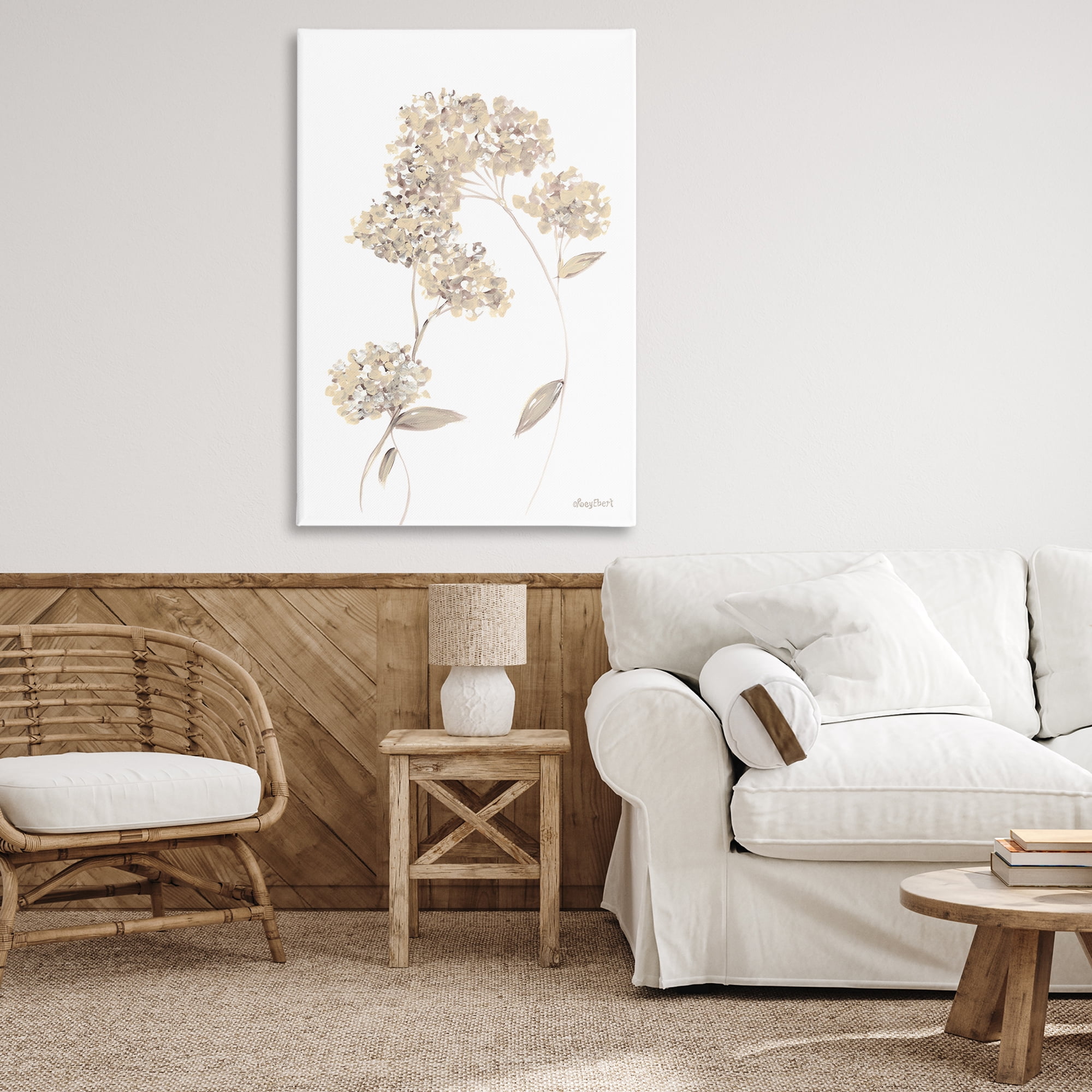 Stupell Industries Neutral Geranium Florets Botanical & Floral Painting Gallery Wrapped Canvas Art Print Wall Art, 30 x 45