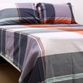 thumbnail image 3 of Unique Bargains 4-Piece Soft Cotton Bed Sheets Set Blue Orange Full Size, 3 of 8
