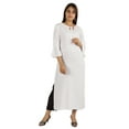 thumbnail image 1 of Moomaya Solid Rayon Kurta For Women bell Sleeve Drawstring Neck Long Ethnic Kurti, 1 of 7