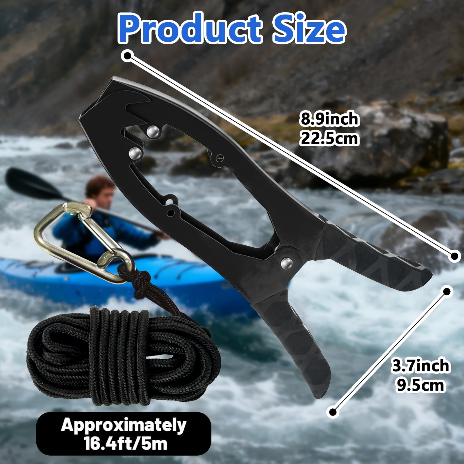 Arcticwind Kayak/Canoe Anchor Grip,Kayak Brush Gripper,boat clamp for fixing self-locking tension jaws,Canoe,Boat for Fishing Boating and Camping Kayak Accessories,Metal buckle,Without Kayak handrail