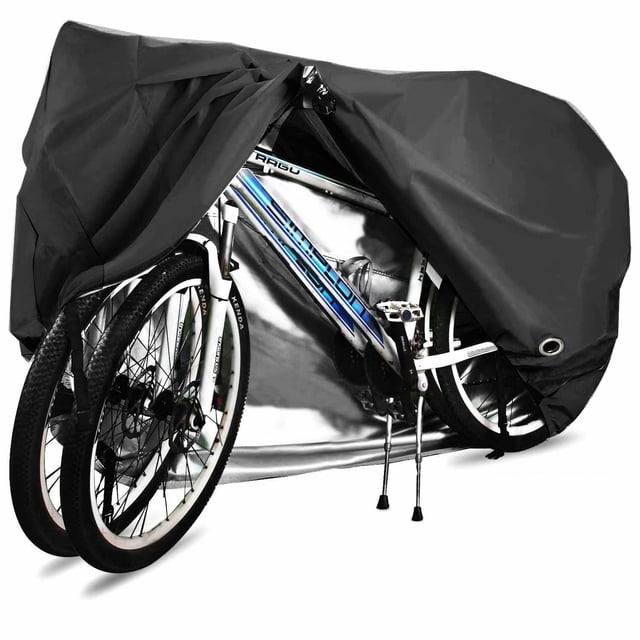 Bicycle Cover For 2 Bicycles Waterproof 210D Oxford Fabric Breathable Outdoor Bicycle Protective Cover With Lock Eyelets Protection, For Mountain Bikes And Racing Bikes 29 Inches