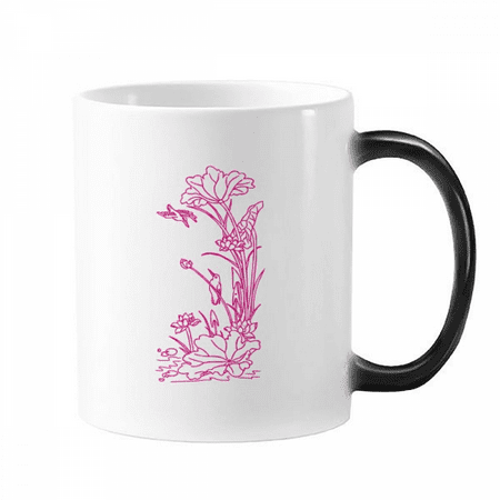 

Lotus Lotus Flower Bird Water Changing Color Mug Morphing Heat Sensitive Cup With Handles 350ml