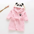 thumbnail image 3 of Toddler Robe Boys Girls Hooded Flannel Bathrobe Long Sleeve Soft Fleece Plush Robes Cute Animal Pajamas Sleepwear, Light Pink, 3 Years, 3 of 3