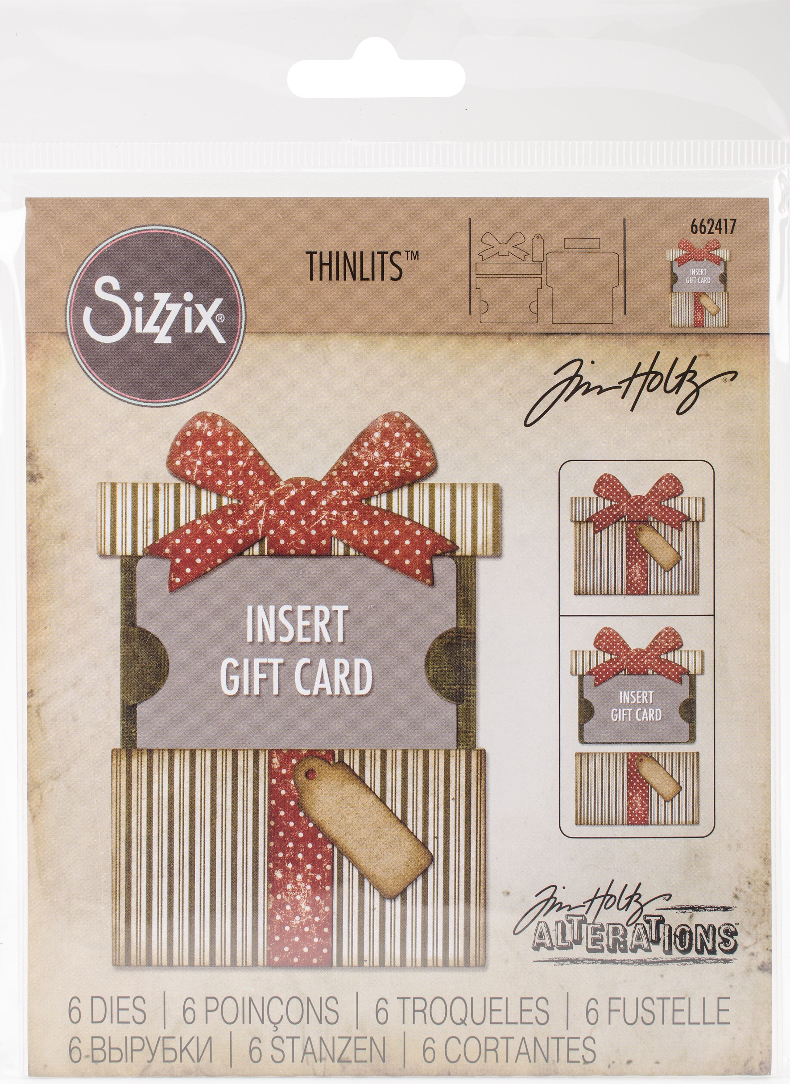 Sizzix, Multi Color, Thinlits Die Set 662417, Gift Card Package by Tim