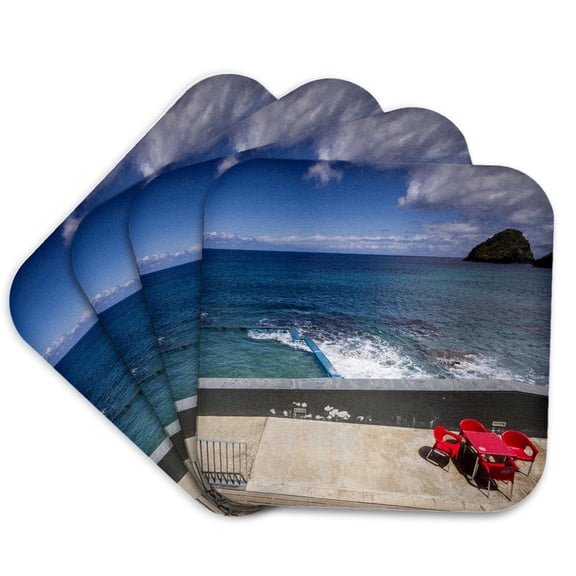 3drose, Portugal, Azores, Santa Maria Is, Sao Lourenco. Swimming Platforms, Set of 4 Coasters - Cork