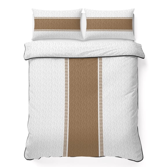 Twin XL Quilt Set, Light Brown Striped Pattern Lightweight Quilt Sets Summer Comforter Coverlets with 2 Pillow Shams, Modern Minimalist Art Breathable 3 Piece Bedding Set for All Seasons