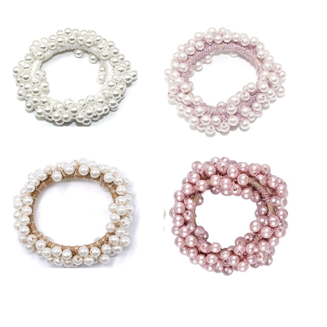 100% de perlas para el pelo, coleteros elásticos para el pelo, coleteros suaves, accesorios para el pelo para niñas, mujeres y niñas, juego de coleteros