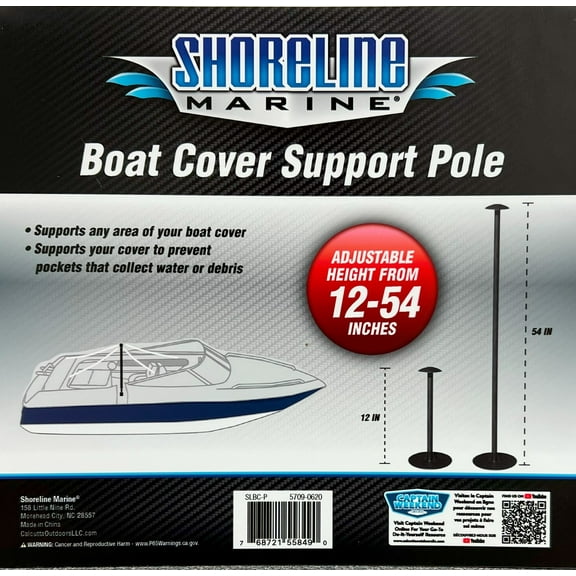 Shoreline Marine, ABS Boat Cover Support Pole to prevent pocket's that collect water or debris