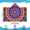 thumbnail image 2 of Colorful Tie Dye Peacock Mandala Pattern Hooded Bath Towel，60"x35" for Ages 3 To 12 Kids, Quick Dry Lightweight Soft Microfiber Hood Beach Towel Cover Up for Kids, 2 of 7
