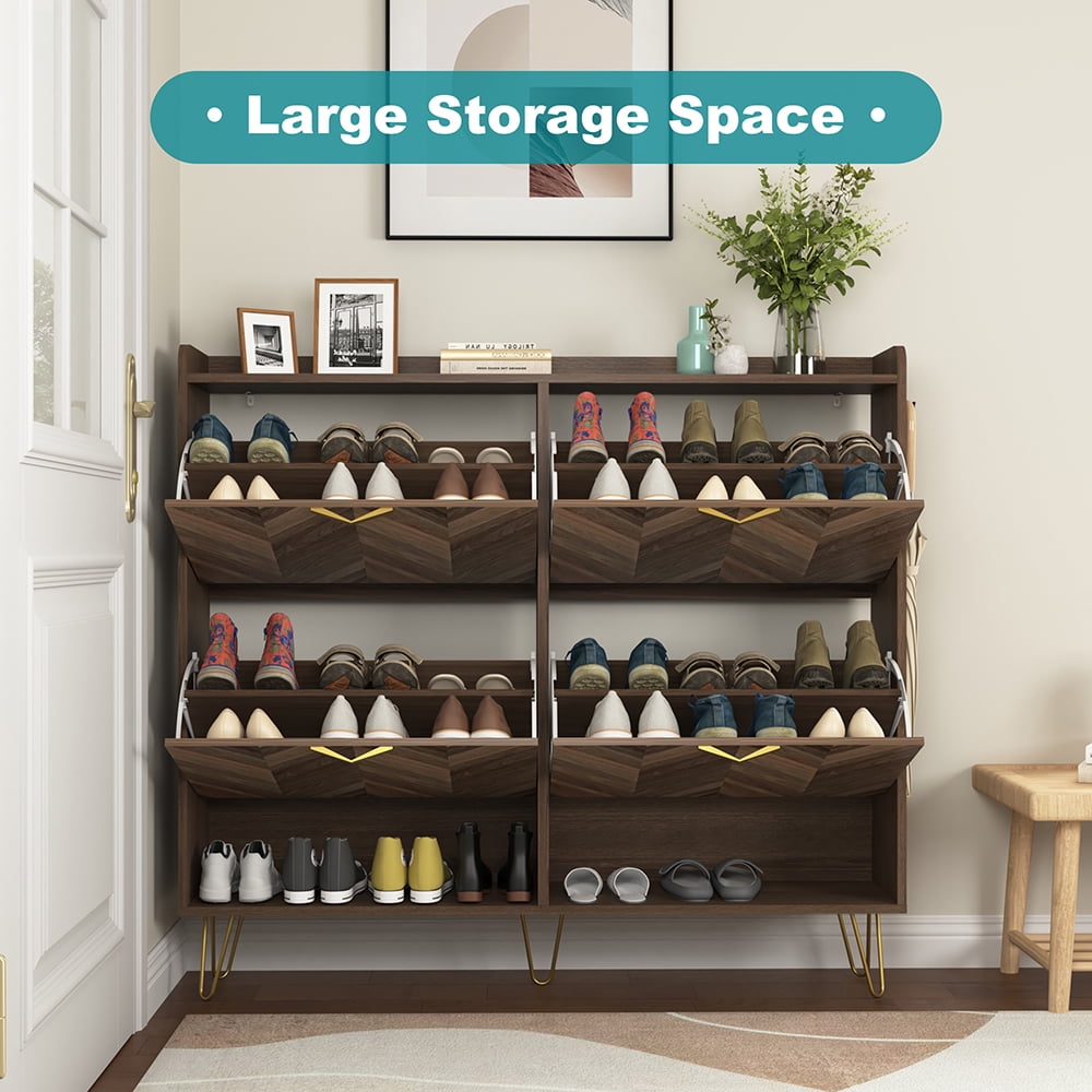Spaco Shoe Storage Cabinet, Entryway Organizer, Wall-Anchored Stability, Space-Saving Design, Entryway Furniture, 47.2"L x 9.4"W x 42.9"H, Brown Spaco Shoe Storage Cabinet, Entryway Organizer, Wall-Anchored Stability, Space-Saving Design, Entryway Furniture, 47.2"L x 9.4"W x 42.9"H, Brown