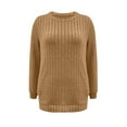 thumbnail image 5 of Otntypg Tunic Sweaters for Women Fashion Long Sleeve Crewneck Ribbed Knit Pullover Sweater Tops Loose Fit Casual Dressy Blouses with Pockets Khaki L, 5 of 6