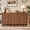 Walnut, variant on YOCWO Walnut Sideboards and Buffets, Wave Panel Buffet Storage Cabinet with 4 Doors and Adjustable Shelf for Kitchen Living Room Entryway