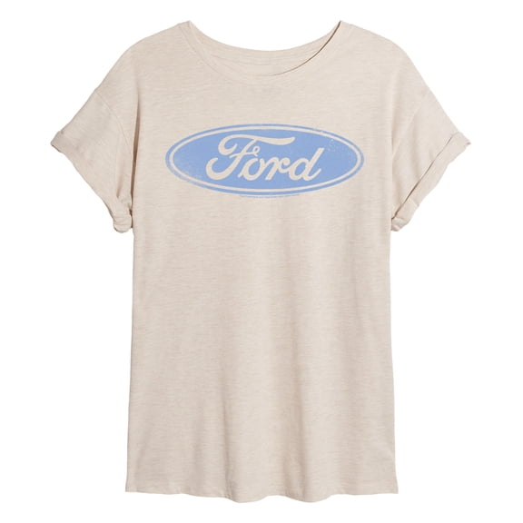 Ford - Blue Ford Logo - Juniors Oversized Graphic T-Shirt