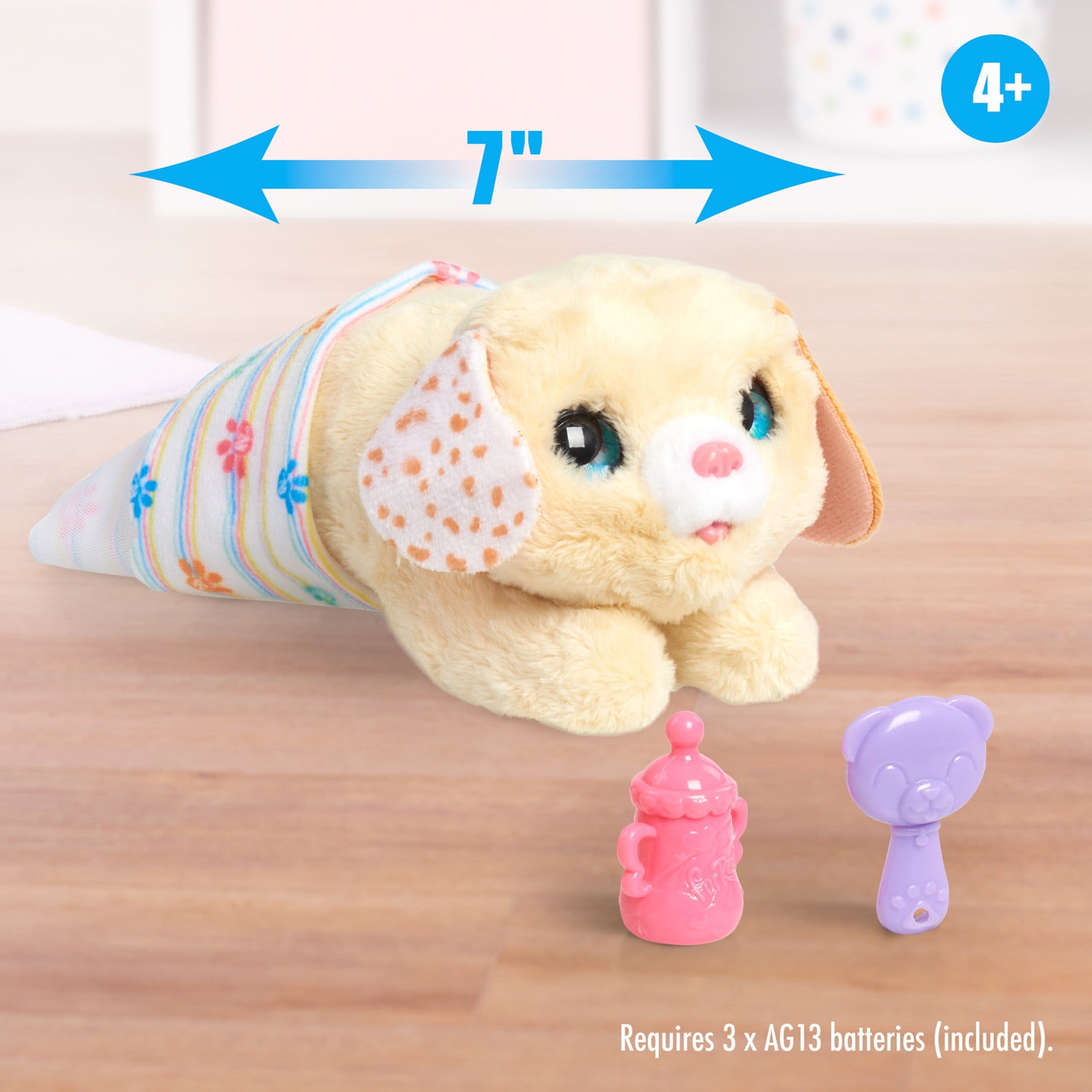 furReal Newborns Puppy Interactive Pet, Sounds and Motion, Faux Fur, Kids Toys for Ages 4 up