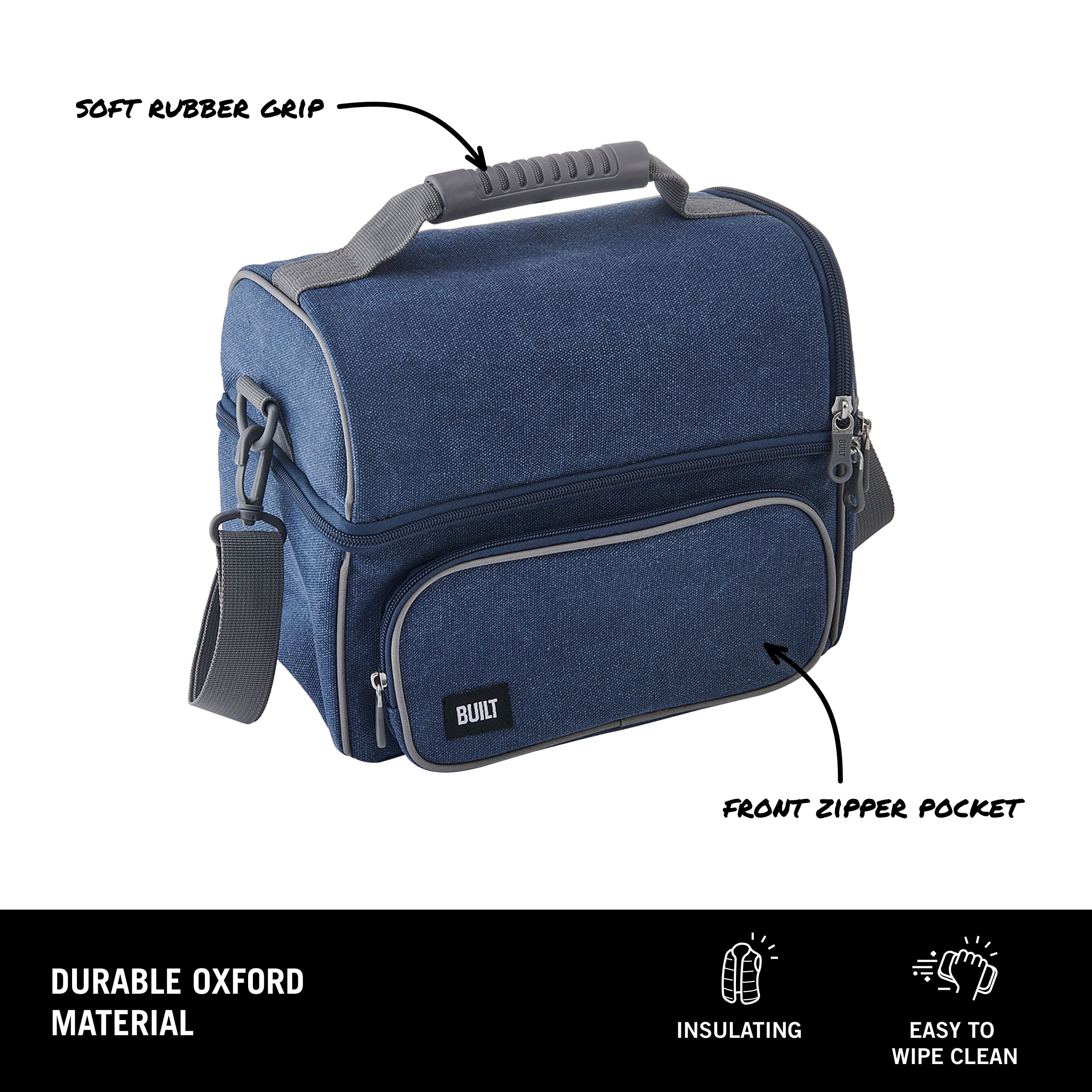 BUILT Oxford Adult Henry Lunch Bag Navy
