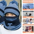 thumbnail image 4 of Cyiecw Winter Warm Knitted Beanie Hat Scarf and Mask Set  for Women Blue, 4 of 6