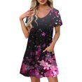 thumbnail image 2 of GaThRRgYP Womens Dresses Plus Size formal,Women's Fashion Summer Print Short-sleeved V-neck Casual Dress Pink S, 2 of 8