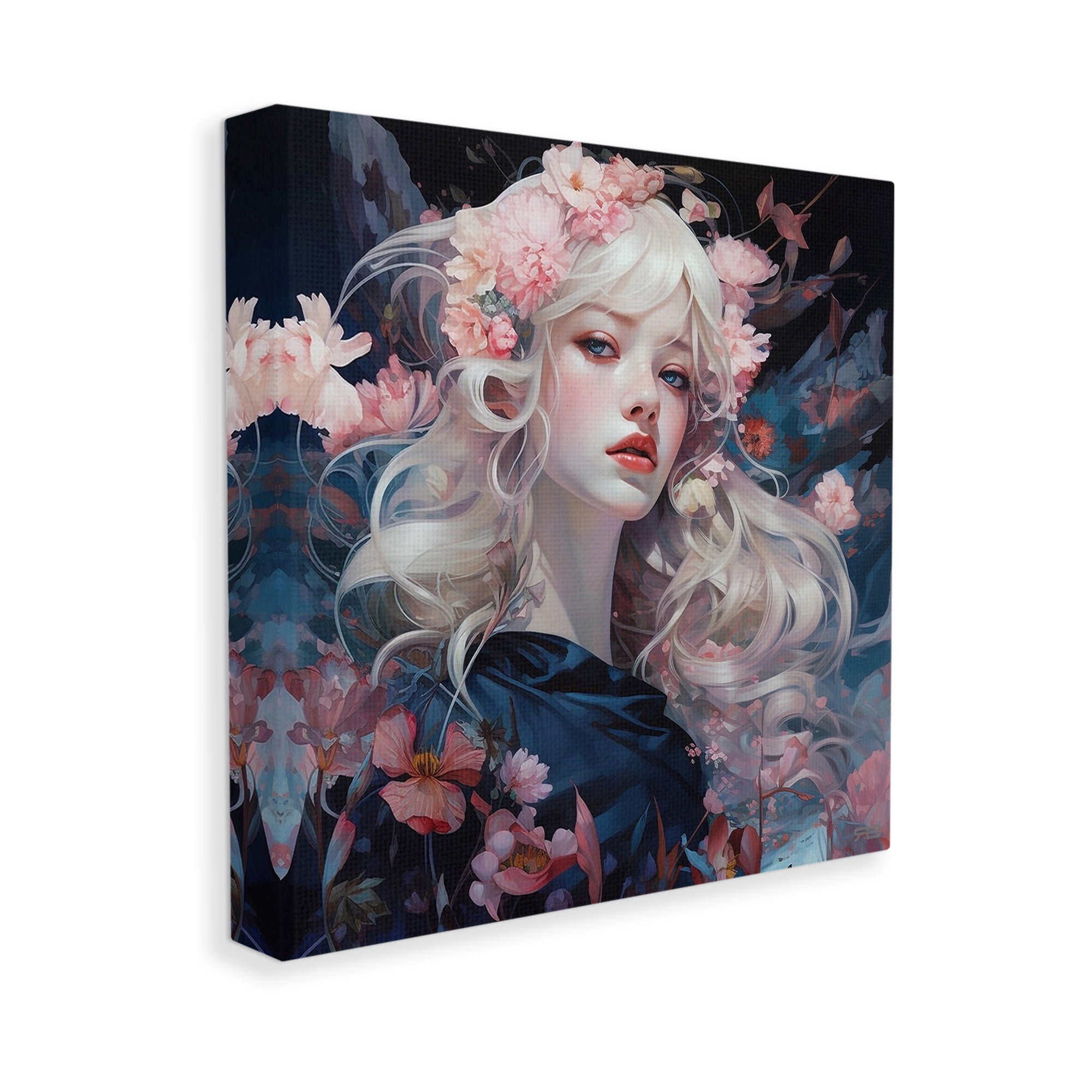 Stupell Industries Girl with Pink Irises Botanical & Floral Painting Gallery Wrapped Canvas Art Print Wall Art, 36 x 36