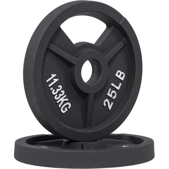 2-Inch Olympic and 1-Inch Standard Cast Iron Weight Plate for Strength Training & Weightlifting, Multiple Weights Available