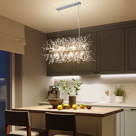 

9 - Light Modern Rectangle Fireworks Sputnik Chandelier for Kitchen Island 28.35 Inch - Chrome
