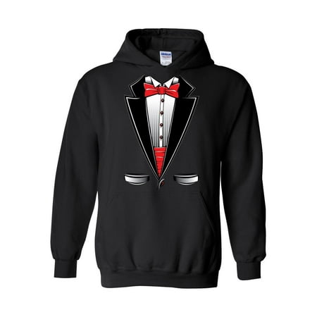 Tux Sweatshirt - Funny Costume Tuxedo Bow Tie Unisex Hoodie Hooded Sweatshirt