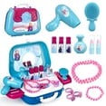 thumbnail image 4 of PENGXIANG Girls Cosmetics Backpack Dressing Makeup Toy Set Kids Pretend Hair Drier Toy Storage Box, 4 of 9
