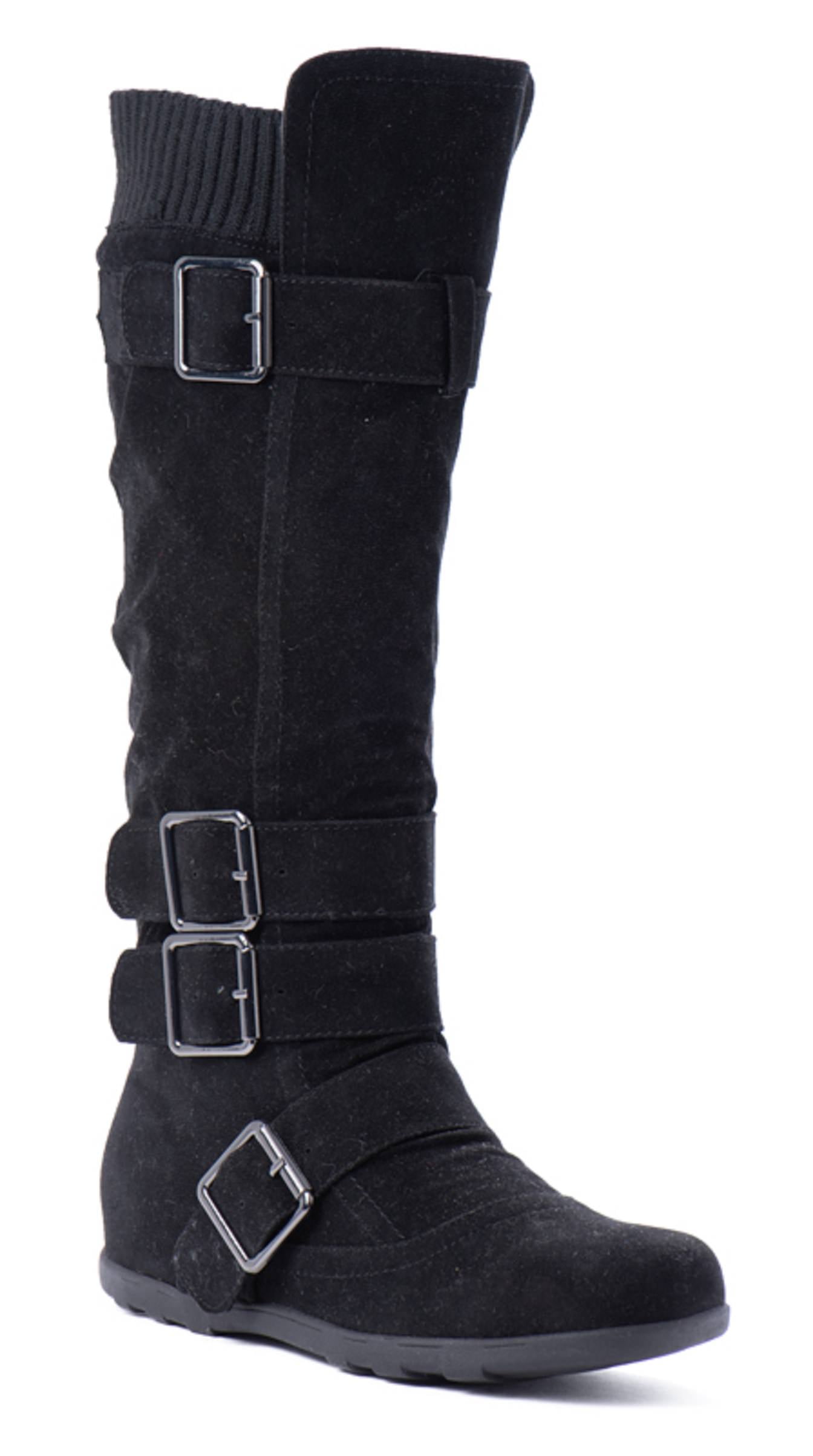 ruched suede boots