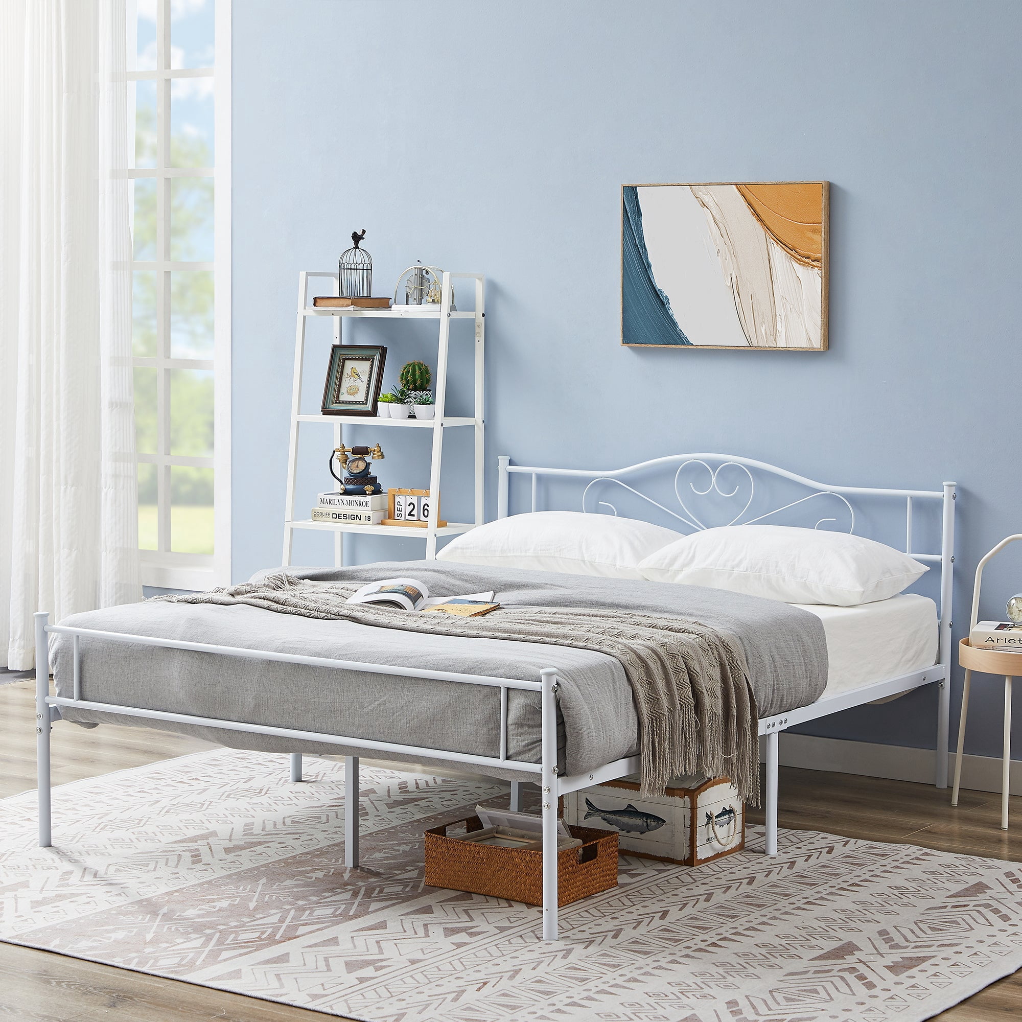 14 Inch Twin Size Metal Platform Bed Frame with Headboard and Footboard, Heavy Duty Mattress Foundation with Steel Slats Support, No Box Spring Needed, Pink