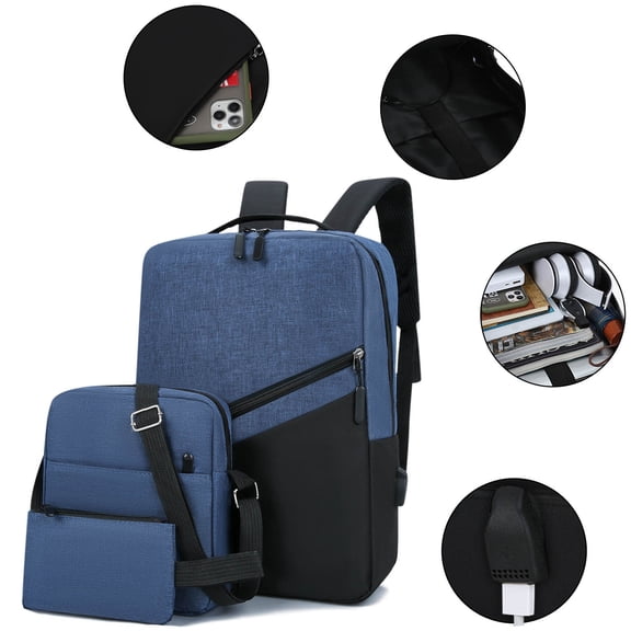 Giunmcul Reduced Price Fashion Three-piece Backpack Backpack Male Business Usb Charging Laptop Bag High-capacity Students Bag