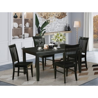 East West Furniture 7-Piece Dining Set - Rectangular Table & 6 Black PU Leather Chairs 4 thumbnail image