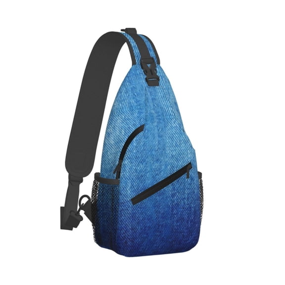 Women Men Denim Blue Sling Backpack Casual Shoulder Sling Bag Gym Travel Hiking Daypack