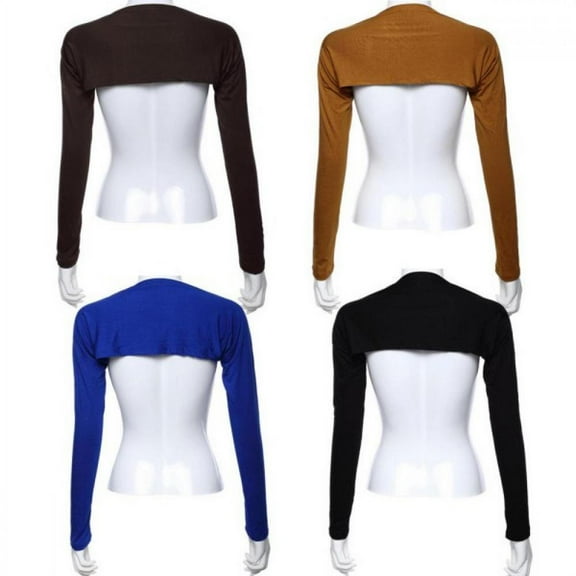 OUSITAID Womens Bolero Shrug - Long Sleeves Open Cropped Cardigan One Piece Long Sleeves Arm Cover Hijab White