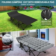 Slsy Oversized XXL Folding Camping Cot with 2-Sided Cushion & Carry Bag for Adults & Kids, 32 Wide XXL Portable Folding Bed Sleeping Cot, Folding Guest Bed