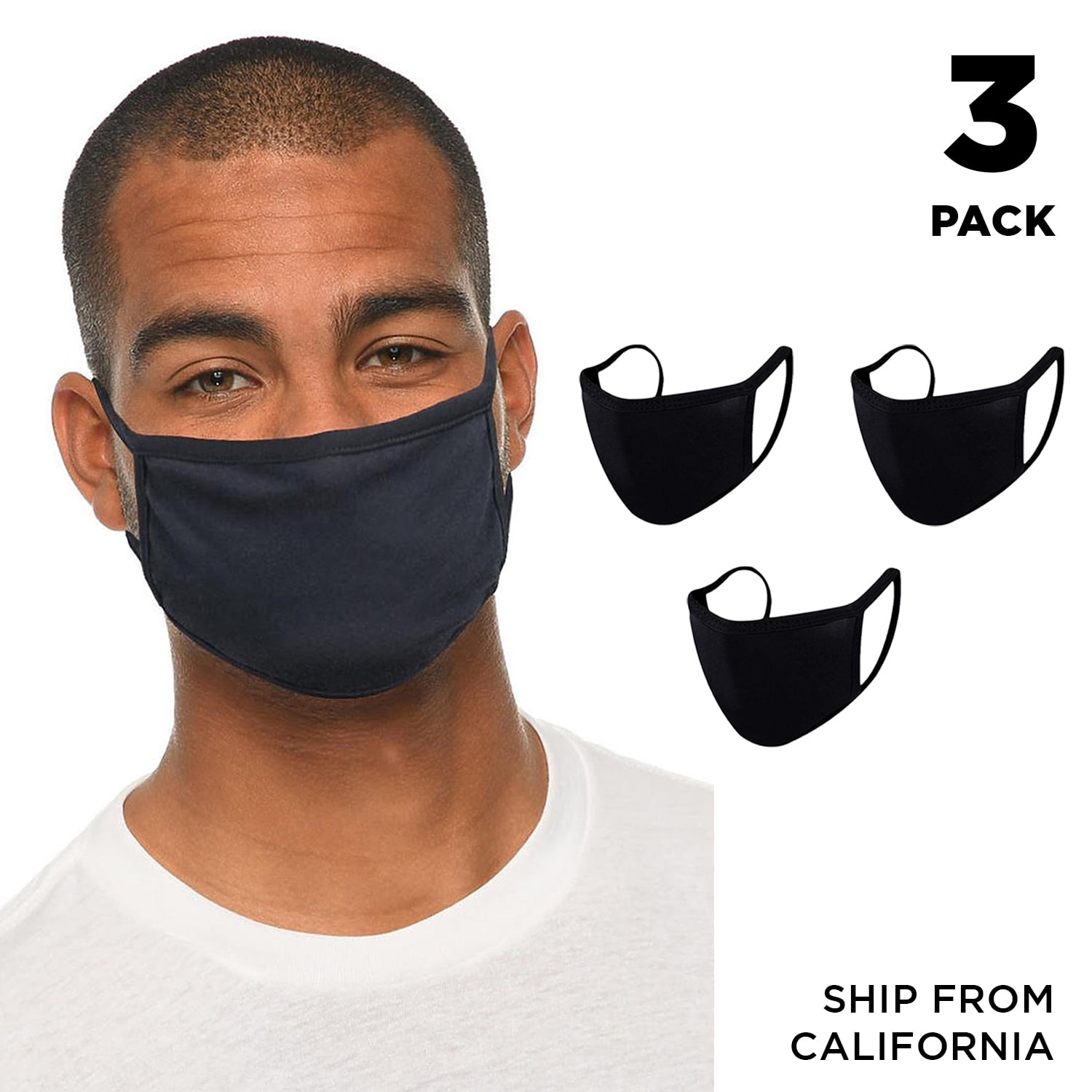 3 Pack Cotton Mask Reusable Washable Face Mask with Filter Pocket