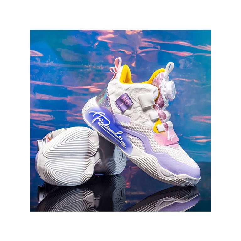 Pink and white basketball top shoes