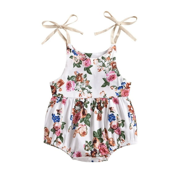 Odeerbi Baby Girls Boys Clothes Baby Rompers Flowers Straps Sleeveless Jumpsuit Casual Bodysuit