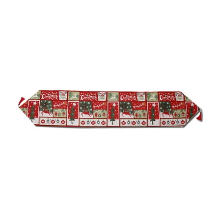 

Elenxs Table Runner Christmas Dining Tablecloth Decoration Xmas Holiday Party Art Ornament Outdoor Patio Supplies