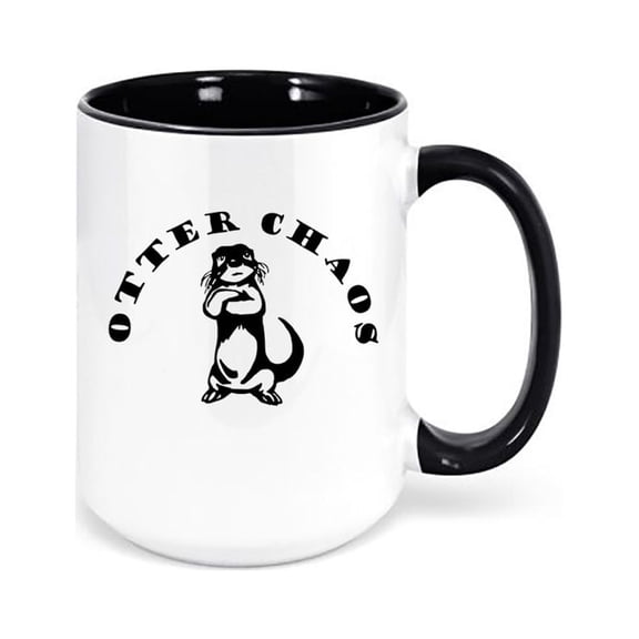 Otter Coffee Mug, Otter Lover, Otter Choas, Otter Mug, River Otter Cup, Gift For Her, Sublimated Mug, Gift For Otter Lover, Otter Chaos Cup, BLACK