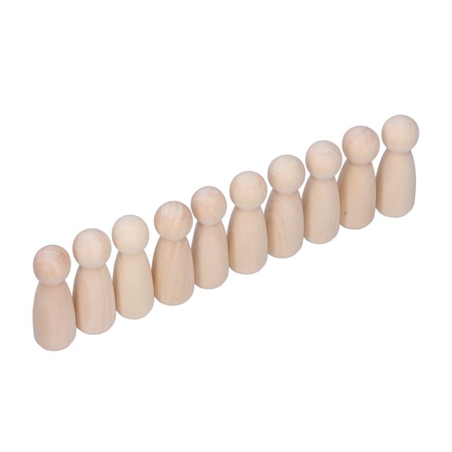 Figuras de madera para pintar, 10 piezas, figuras de madera con clavijas, muñecos de madera con clavijas, manualidades para niños, calidad superior
