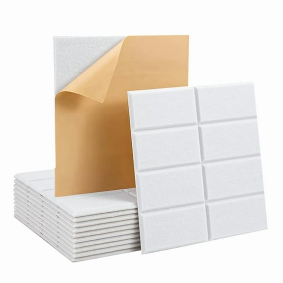 12 Pack Acoustic Panels Self-Adhesive,High Density Sound Proof Foam Panels for Walls, Door, Home Office White,12 x Acoustic foam,White