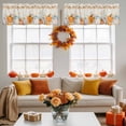 thumbnail image 4 of Fall Pumpkin Valances for Windows, 54 x 18in, Thanksgiving Plant Leaf Farmhouse Linen Rod Pocket Kitchen Valance Curtain Light Filtering Window Treatments for Living Room Bedroom, 1 Panel, 4 of 7